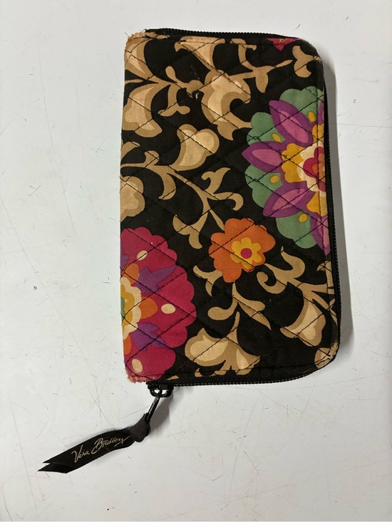 Vera Bradley Handbags - Vera Bradley Black Quilted Floral Zip Wallet with Multicolor Blooms